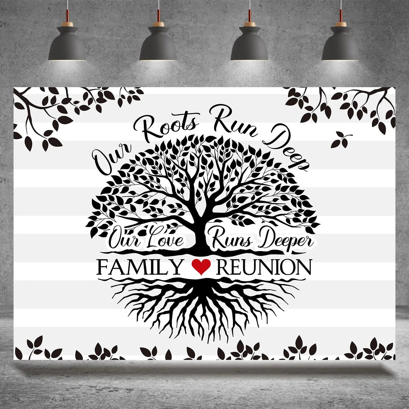 Rsuuinu Family Reunion Backdrop Family Tree Leaves Our Roots Run Deep Our Love Runs Deeper Photography Background Family Members Gathering Party Decoration Supplies Banner Photo Booth Props 7x5ft - 💙 Blu Rose's Garden LLC 💙