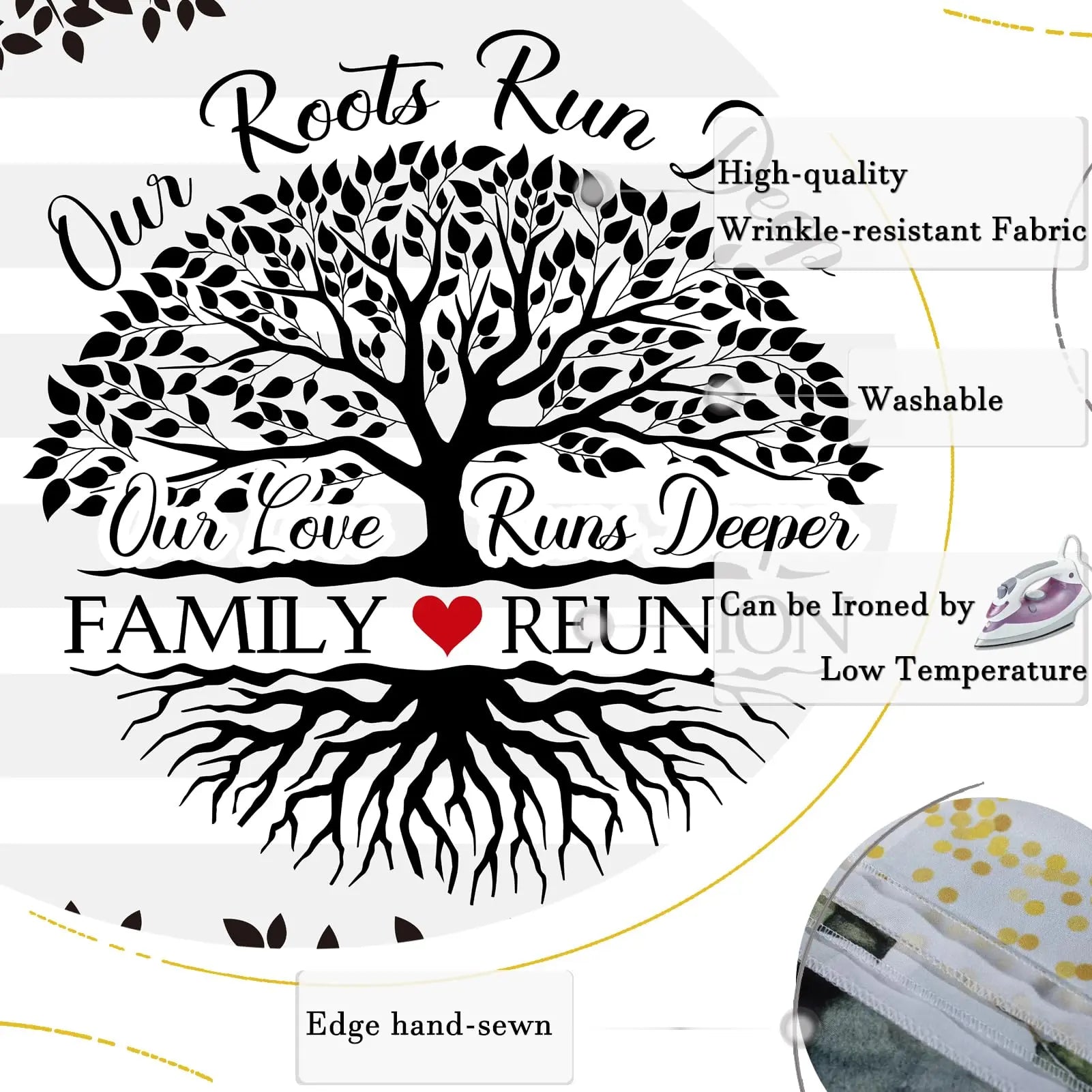 Rsuuinu Family Reunion Backdrop Family Tree Leaves Our Roots Run Deep Our Love Runs Deeper Photography Background Family Members Gathering Party Decoration Supplies Banner Photo Booth Props 7x5ft - 💙 Blu Rose's Garden LLC 💙