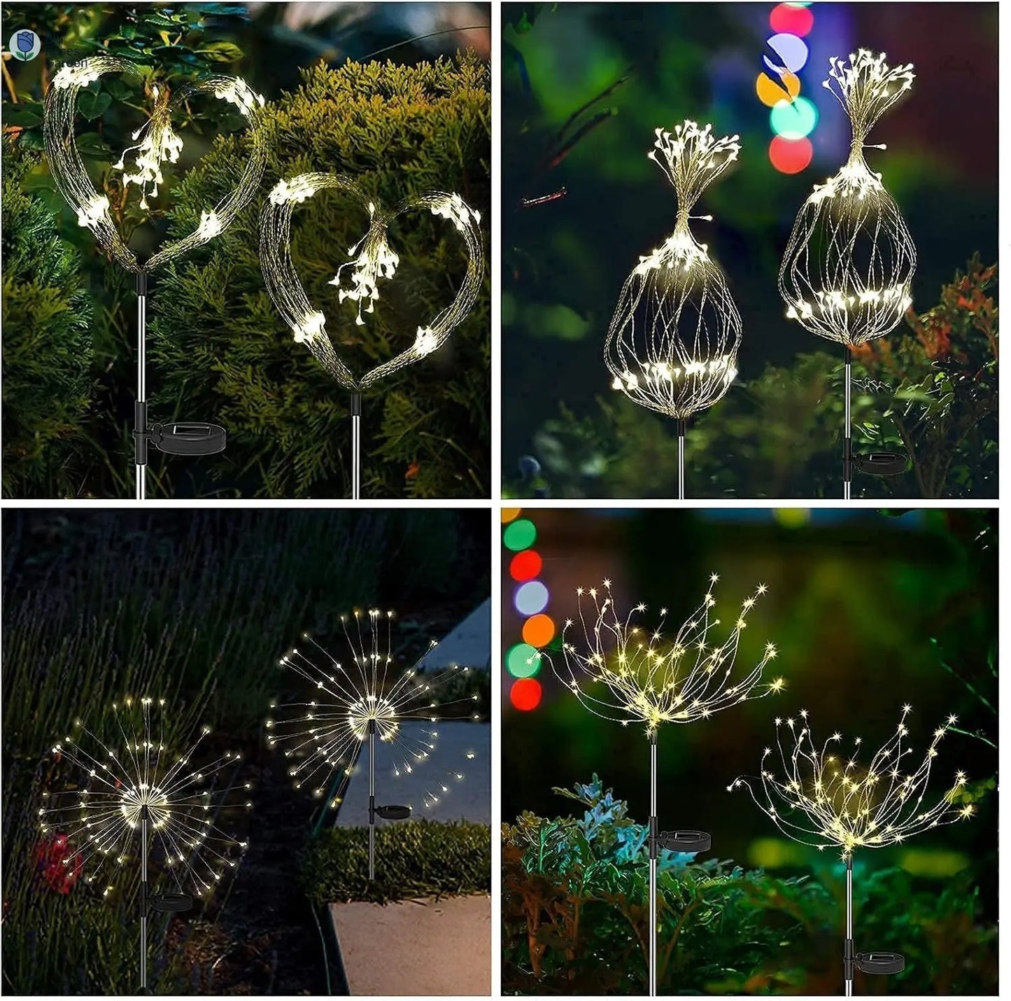Solar Firework Lights Solar Lights Outdoor Solar Garden Decorative Lights DIY Shape Warm White Waterproof 105 LED String Lights 2 Lighting Modes Stake Lights for Christmas Garden Patio Lawn 2 Pack