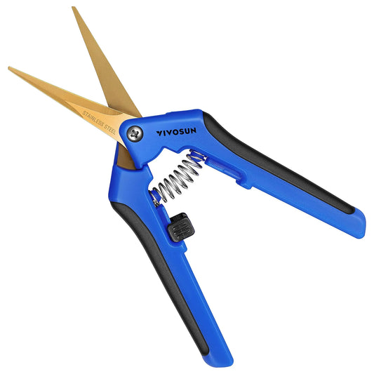 VIVOSUN Curved Gardening Scissors 6.5 Inch Hand Pruner Shear with Titanium Coated Blades 1-Pack - 💙 Blu Rose's Garden LLC 💙