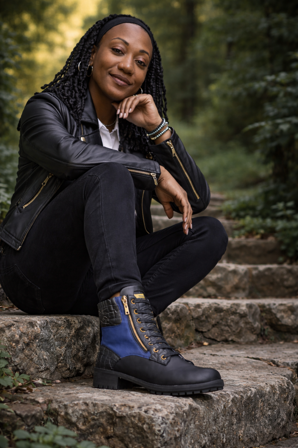 Blu Rose Diva Zip Boot - Handcrafted Italian Leather Boots with Embossed Details, 5 cm Heel 💙 Blu Rose's Garden LLC 💙 💙 Blu Rose's Garden LLC 💙