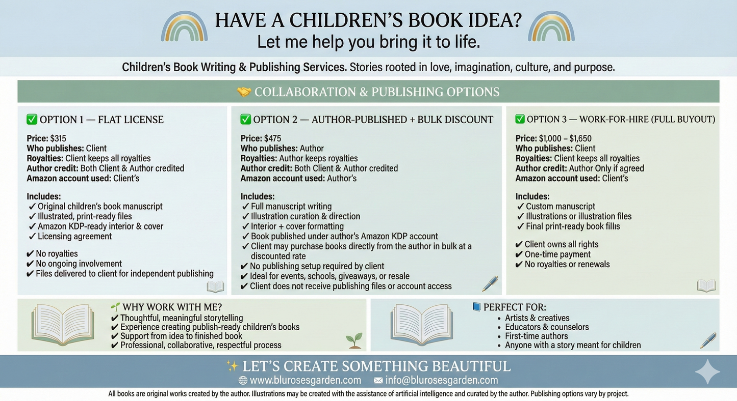 Children’s Book Creation & Publishing Services 💙 Blu Rose's Garden LLC 💙 💙 Blu Rose's Garden LLC 💙