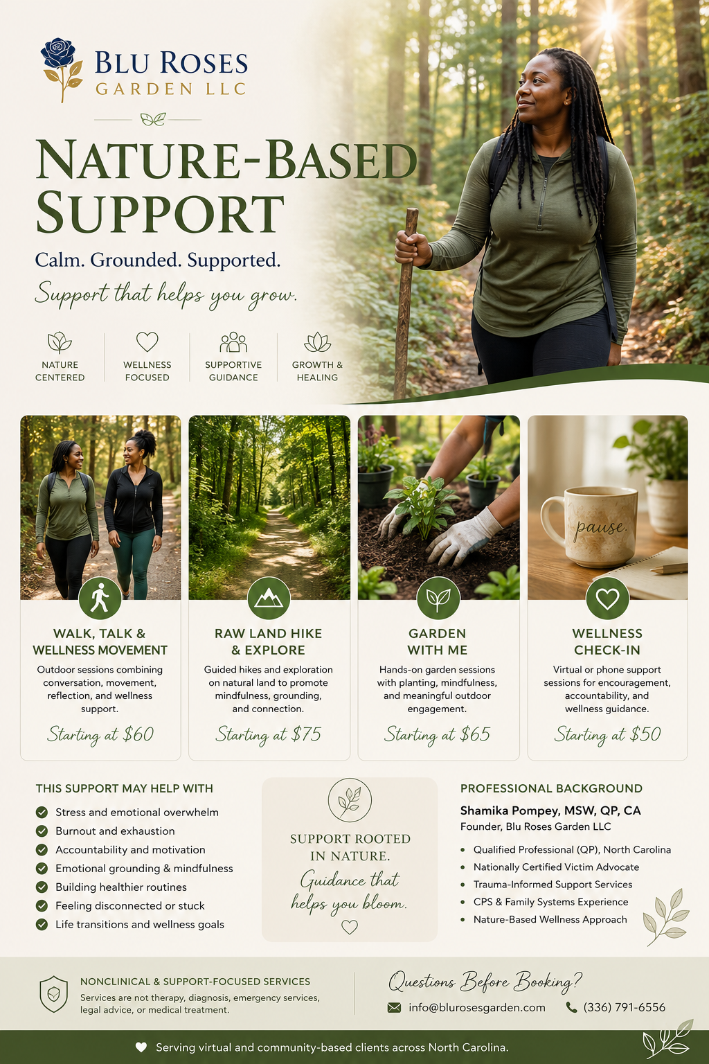 Book Nature-Based Support
Calm, Grounded Support Through Nature & Wellness 💙 Blu Rose's Garden LLC 💙 💙 Blu Rose's Garden LLC 💙