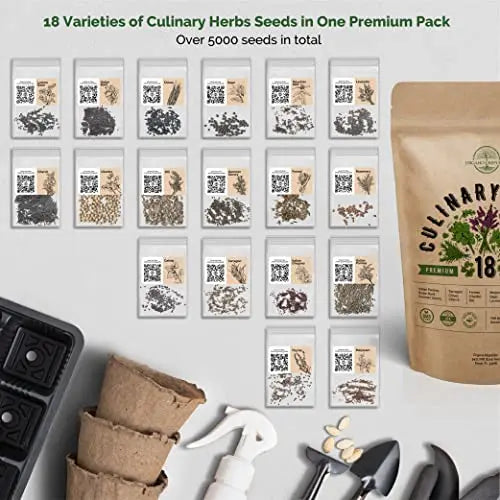 18 Culinary Herbs Seeds Variety Pack - Heirloom, NON-GMO, Herbs Seeds for Planting Outdoor and Indoor - Home Gardening. Over 5000+ seeds including Rosemary, Thyme, Oregano, Mint, Basil, Parsley & More - 💙 Blu Rose's Garden LLC 💙