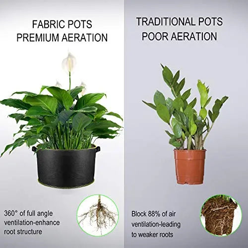 5-Pack 20 Gallon Grow Bags Heavy Duty 300G Thickened Nonwoven Plant Fabric Pots with Handles - 💙 Blu Rose's Garden LLC 💙