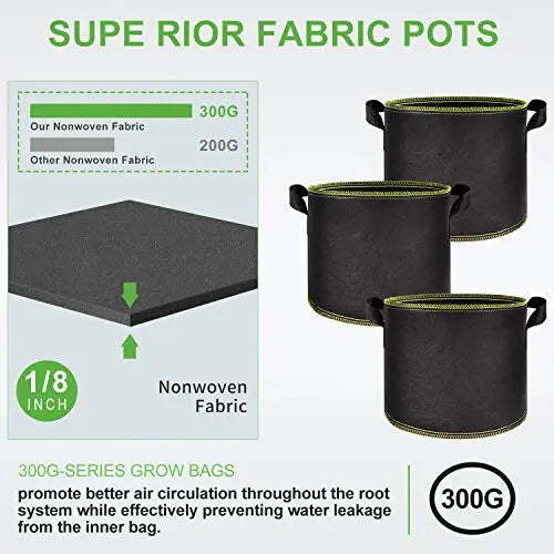 5-Pack 20 Gallon Grow Bags Heavy Duty 300G Thickened Nonwoven Plant Fabric Pots with Handles - 💙 Blu Rose's Garden LLC 💙