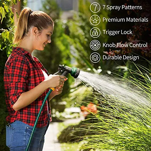AUTOMAN-Garden-Hose-Nozzle,ABS Water Spray Nozzle with Heavy Duty 7 Adjustable Watering Patterns,Slip Resistant for Watering Plants,Lawn& Garden,Washing Cars,Cleaning,Showering Pets & Outdoor Fun. - 💙 Blu Rose's Garden LLC 💙