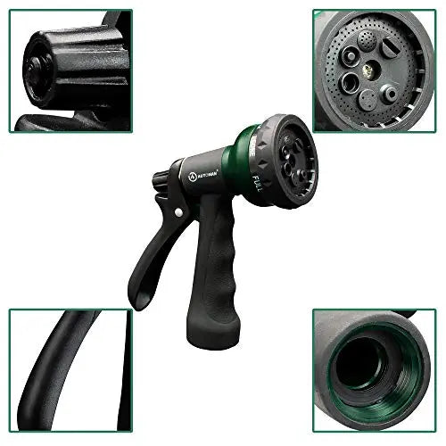 AUTOMAN-Garden-Hose-Nozzle,ABS Water Spray Nozzle with Heavy Duty 7 Adjustable Watering Patterns,Slip Resistant for Watering Plants,Lawn& Garden,Washing Cars,Cleaning,Showering Pets & Outdoor Fun. - 💙 Blu Rose's Garden LLC 💙