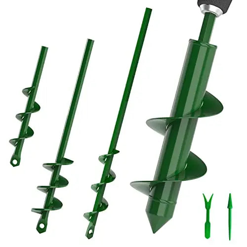 Auger Drill Bit for Planting 4 Pack -1.6x9", 1.6x17.8", 2x14.5" & 3.15x12"- Bulb Flowers Planter Tool, Garden Post Hole Digger, Umbrella Hole Drill Bit, for 3/8” Hex Drive Drill, Plant Rapid Planter - 💙 Blu Rose's Garden LLC 💙