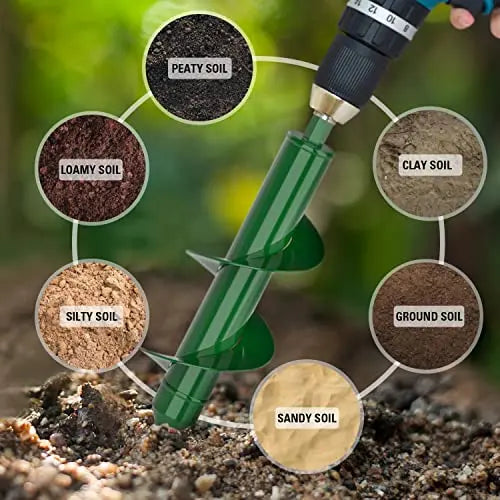 Auger Drill Bit for Planting 4 Pack -1.6x9", 1.6x17.8", 2x14.5" & 3.15x12"- Bulb Flowers Planter Tool, Garden Post Hole Digger, Umbrella Hole Drill Bit, for 3/8” Hex Drive Drill, Plant Rapid Planter - 💙 Blu Rose's Garden LLC 💙