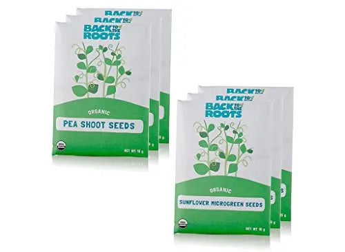 Back to the Roots 810667030377 Microgreen Bundle Sunflower & Organic Pea Shoot Seeds, Certified Organic, 0.56 Ounce (Pack of 6) - 💙 Blu Rose's Garden LLC 💙