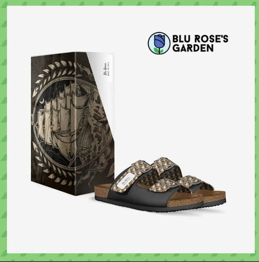 Blu Roses Black and Gold Custom Stripe Sandal - 💙 Blu Rose's Garden LLC 💙
