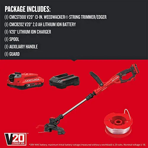 CRAFTSMAN V20 WEEDWACKER Cordless String Trimmer, 13”, Adjustable Pole Length, 2-Speed Control, Spool Included (CMCST900D1) - 💙 Blu Rose's Garden LLC 💙