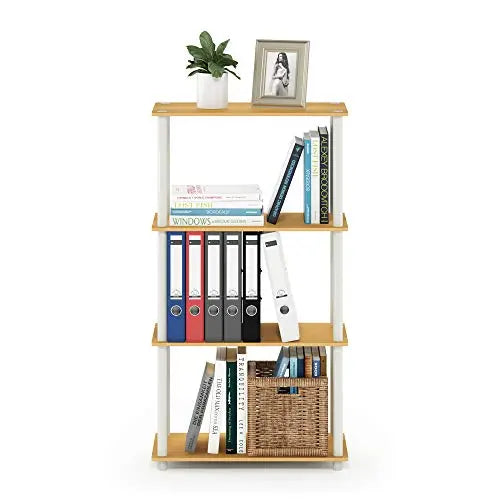 Furinno (99557BE/WH) Turn-N-Tube 4-Tier Multipurpose Shelf Display Rack - Beech/White - 💙 Blu Rose's Garden LLC 💙