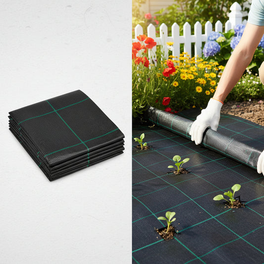GRASSCLUB Weed Barrier Control Woven Garden Weed Landscape Fabric Heavy Duty Ground Cover 6.5ft x 32ft (208 Sq ft) - 💙 Blu Rose's Garden LLC 💙
