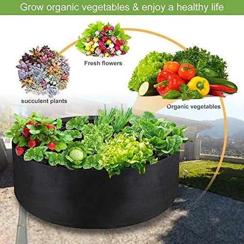 IWNTWY 50 Gallon Large Grow Bag, Heavy Duty Fabric Round Raised Garden Bed Planter Pots for Planting Herb Flower Vegetable Potato Plants (36" D x 12" H, Black) - 💙 Blu Rose's Garden LLC 💙