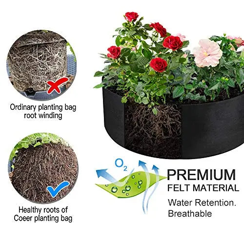 IWNTWY 50 Gallon Large Grow Bag, Heavy Duty Fabric Round Raised Garden Bed Planter Pots for Planting Herb Flower Vegetable Potato Plants (36" D x 12" H, Black) - 💙 Blu Rose's Garden LLC 💙