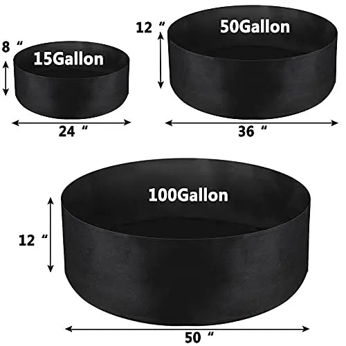 IWNTWY 50 Gallon Large Grow Bag, Heavy Duty Fabric Round Raised Garden Bed Planter Pots for Planting Herb Flower Vegetable Potato Plants (36" D x 12" H, Black) - 💙 Blu Rose's Garden LLC 💙