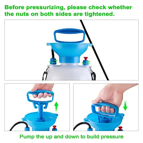 Kitahara 1 Gallon Garden Pump Pressure Sprayer with Pressure Relief Valve, Adjustable Shoulder Strap and Nozzles, for Yard Lawn Weeds Plant Water - 💙 Blu Rose's Garden LLC 💙