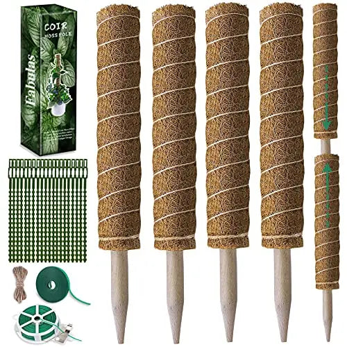 Moss Pole 47.5 Inch, 4 Pack Moss Poles for Climbing Plants, Monstera Coir Totem Pole, 16 Inch Moss Sticks for Indoor Plant Support, Train Pothos Creepers Potted Plants Grow Upwards, with Garden Ties - 💙 Blu Rose's Garden LLC 💙