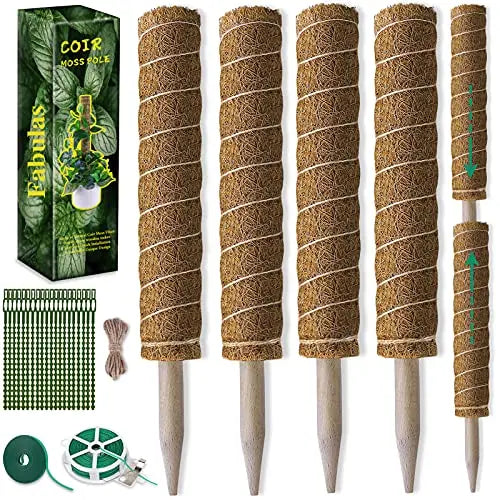Moss Pole 47.5 Inch, 4 Pack Moss Poles for Climbing Plants, Monstera Coir Totem Pole, 16 Inch Moss Sticks for Indoor Plant Support, Train Pothos Creepers Potted Plants Grow Upwards, with Garden Ties - 💙 Blu Rose's Garden LLC 💙