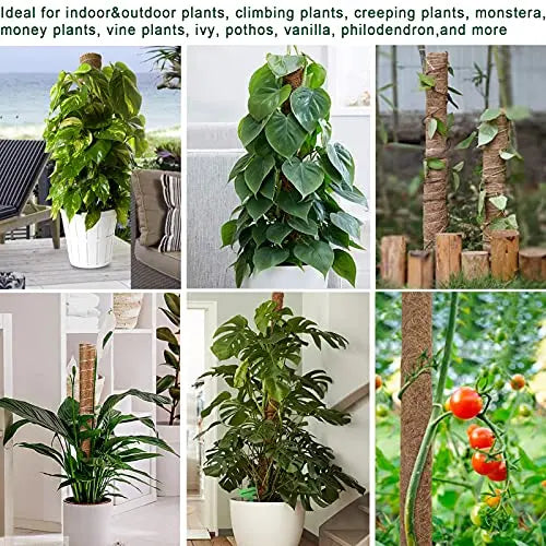 Moss Pole 47.5 Inch, 4 Pack Moss Poles for Climbing Plants, Monstera Coir Totem Pole, 16 Inch Moss Sticks for Indoor Plant Support, Train Pothos Creepers Potted Plants Grow Upwards, with Garden Ties - 💙 Blu Rose's Garden LLC 💙