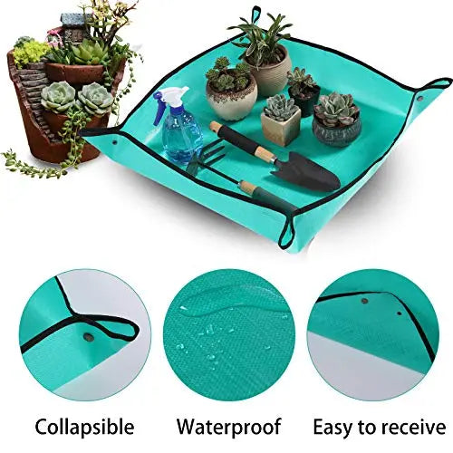 Owl Focus PE Plant Repotting Mat Waterproof Transplanting Mat Indoor Succulent Potting Mat Portable Gardening Mat (26.8" x 26.8") - 💙 Blu Rose's Garden LLC 💙