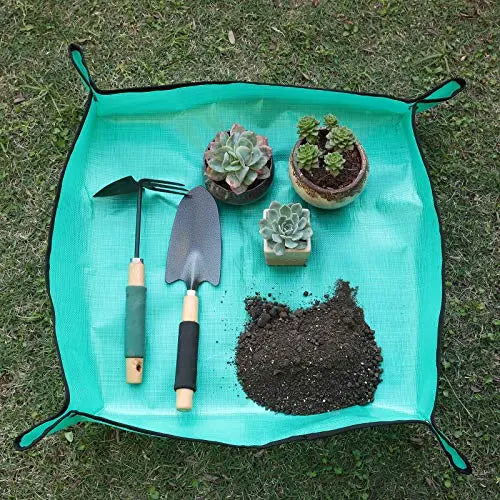 Owl Focus PE Plant Repotting Mat Waterproof Transplanting Mat Indoor Succulent Potting Mat Portable Gardening Mat (26.8" x 26.8") - 💙 Blu Rose's Garden LLC 💙