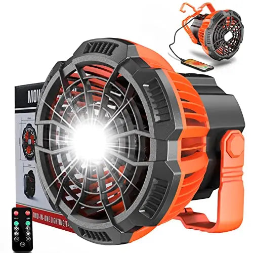 Portable Fan Camping Fan for Tents, 25 Hours Work-time Camping Lantern Ceiling Tent Fan Desk Fan with 7800mAh Power Bank, Clip and Remote, Usb Rechargeable Fan - 💙 Blu Rose's Garden LLC 💙