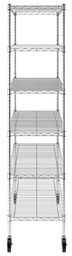 SafeRacks NSF Certified Storage Shelves, Heavy Duty Steel Wire Shelving Unit with Wheels and Adjustable Feet, Used as Pantry Shelf, Garage or Bakers Rack Kitchen Shelving - (18"x48"x72" 6-Tier) - 💙 Blu Rose's Garden LLC 💙