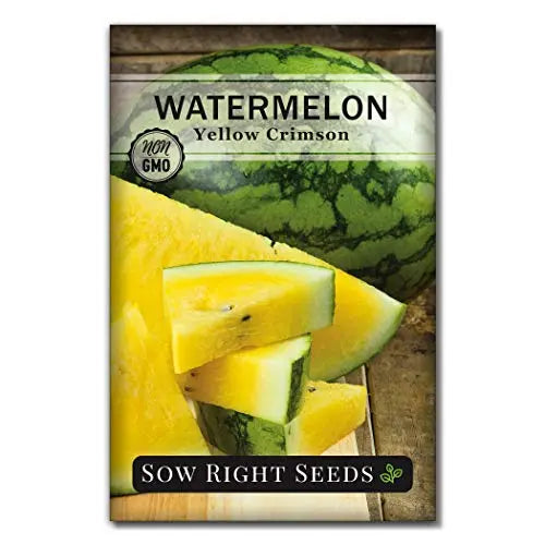 Sow Right Seeds - Yellow Crimson Sweet Watermelon Seed for Planting - Non-GMO Heirloom Packet with Instructions to Plant a Home Vegetable Garden - Great Gardening Gift (1) - 💙 Blu Rose's Garden LLC 💙