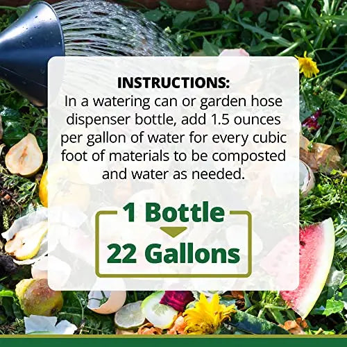 TeraGanix Compost Accelerator, Reduce Odors, Liquid Compost Starter Concentrate (1 Bottle = 22 Gallons), USDA Organic, Reduce Composting Time, 1 Quart (32 Ounces) - 💙 Blu Rose's Garden LLC 💙