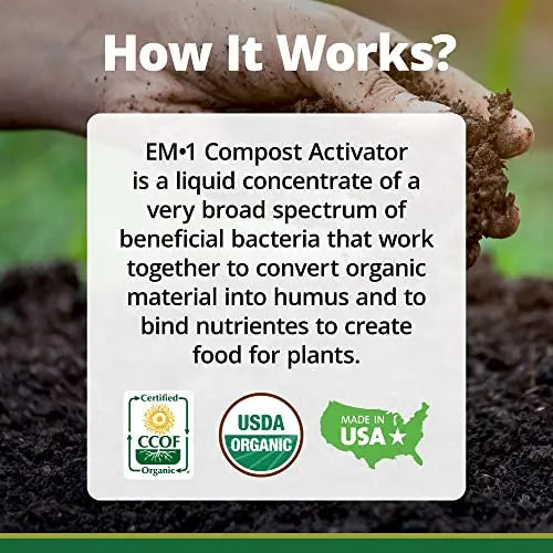 TeraGanix Compost Accelerator, Reduce Odors, Liquid Compost Starter Concentrate (1 Bottle = 22 Gallons), USDA Organic, Reduce Composting Time, 1 Quart (32 Ounces) - 💙 Blu Rose's Garden LLC 💙