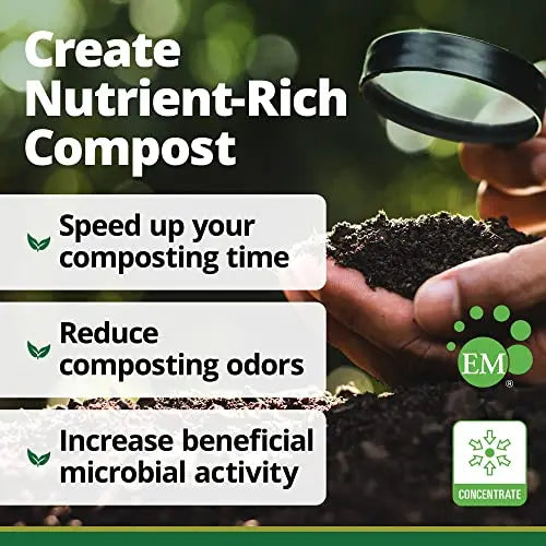 TeraGanix Compost Accelerator, Reduce Odors, Liquid Compost Starter Concentrate (1 Bottle = 22 Gallons), USDA Organic, Reduce Composting Time, 1 Quart (32 Ounces) - 💙 Blu Rose's Garden LLC 💙