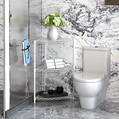 pouseayar 6 Tier NSF Metal Corner Shelf Wire Shelving Unit, 420lbs Capacity, Adjustable, with Leveling Feet and Waterproof Shelf Liners for Garage, Kitchen, and More - 72" H x 18" L x 18" D, White - 💙 Blu Rose's Garden LLC 💙